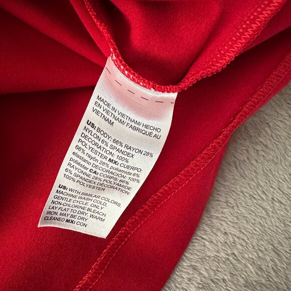 Chico's Eyelet Balloon Sleeve Ponte Dress Wild Poppy Red 2 Large 12 - Picture 6 of 6